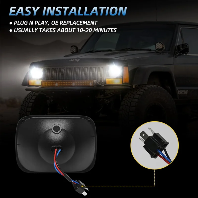 Phares LED Jeep Wrangler YJ 5x7