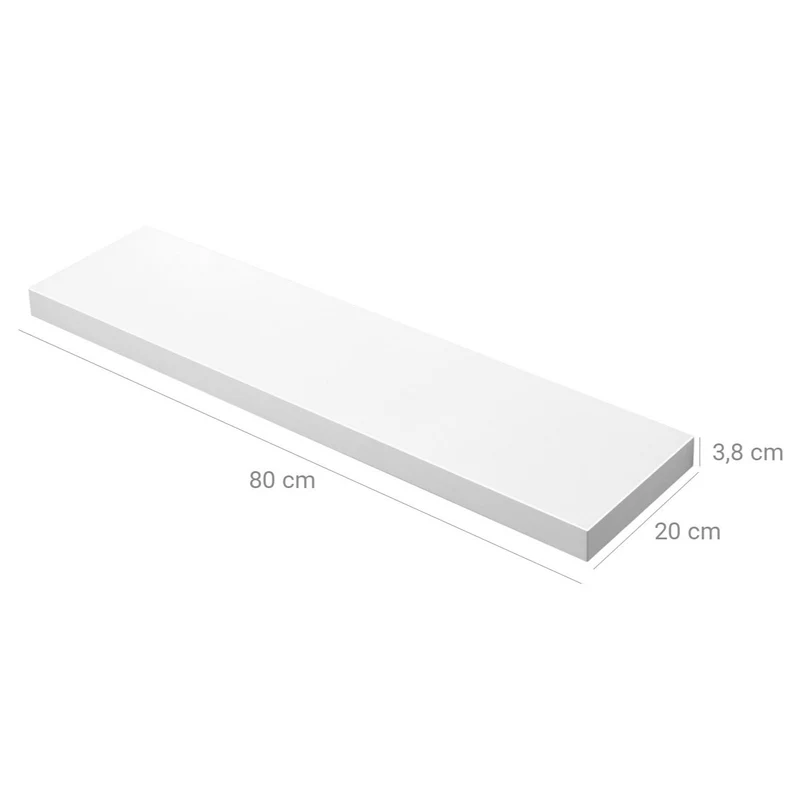 Étagère murale tablette murale étagère flottante étagère de rangement 80 x 20 x 3,8 cm MDF blanc 12_0003282