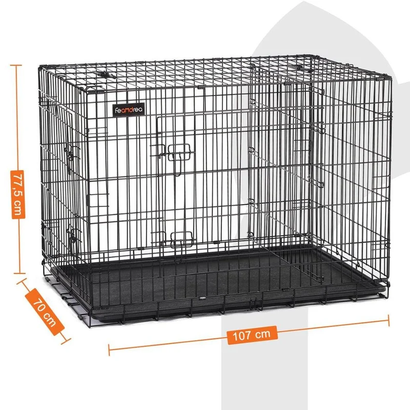 Cage pour chien avec 2 portes 107 x 70 x 77,5 cm noir 12_0001191