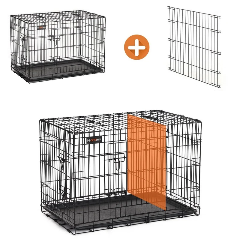 Cage pour chien avec 2 portes 107 x 70 x 77,5 cm noir 12_0001191