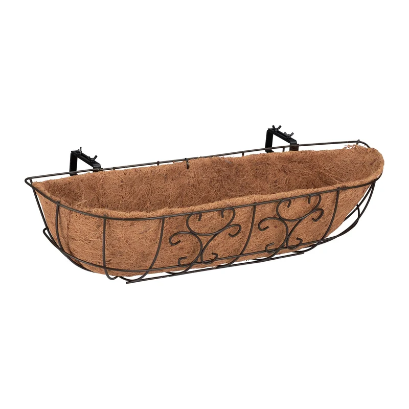 Lot de 3 bacs à fleurs suspendus design fantaisie balcon 30 x 15 x 15 cm en fer marron 13_0010583