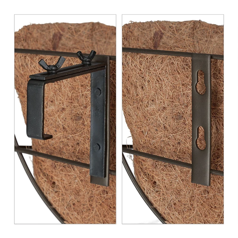 Lot de 3 bacs à fleurs suspendus design fantaisie balcon 30 x 15 x 15 cm en fer marron 13_0010583
