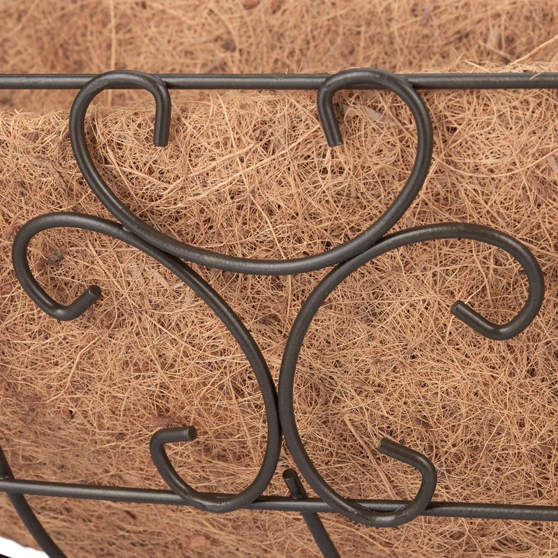 Lot de 3 bacs à fleurs suspendus design fantaisie balcon 30 x 15 x 15 cm en fer marron 13_0010583