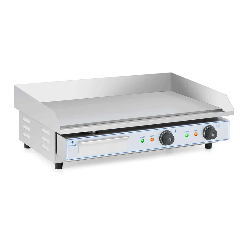 Plancha électrique professionnelle en acier inoxydable pour restaurant de table double 2 feux 73 x 40 cm (2 x 2 200 watts, 730 x 400 mm, lisse) 14_0004069