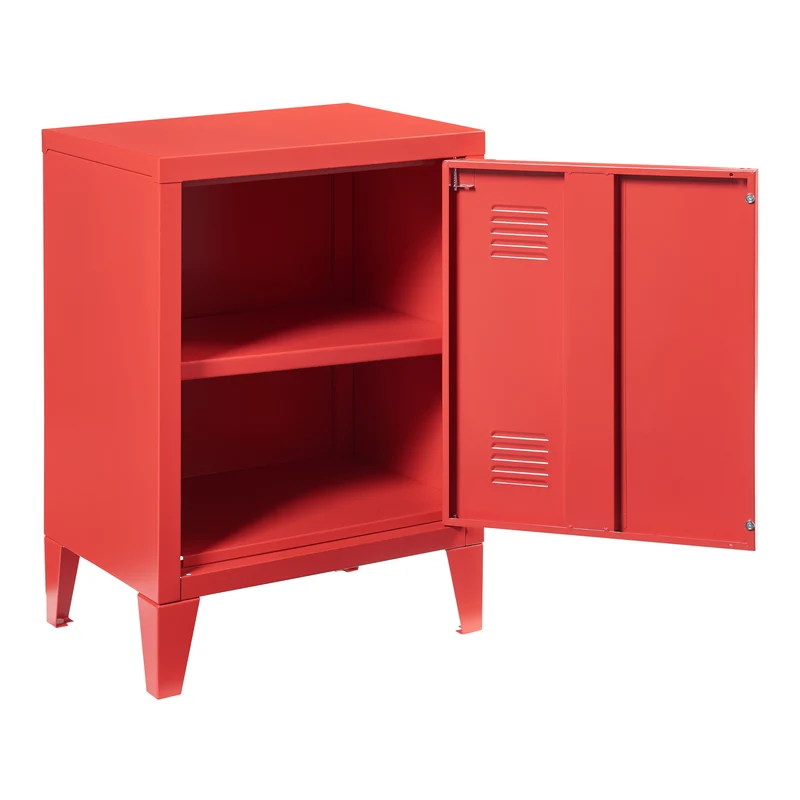 Table de chevet table de nuit commode meuble de rangement 57 x 40 x 30 cm en acier laminé rouge 03_0011016