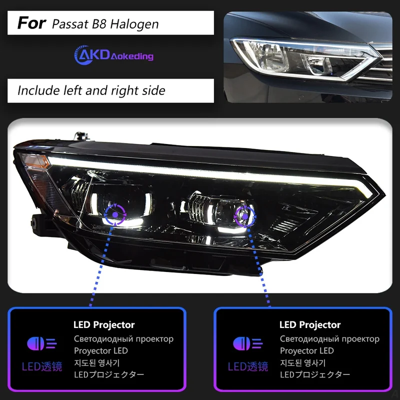 Phares LED Volkswagen Passat B8 2015-2019 anneaux Angel Eye