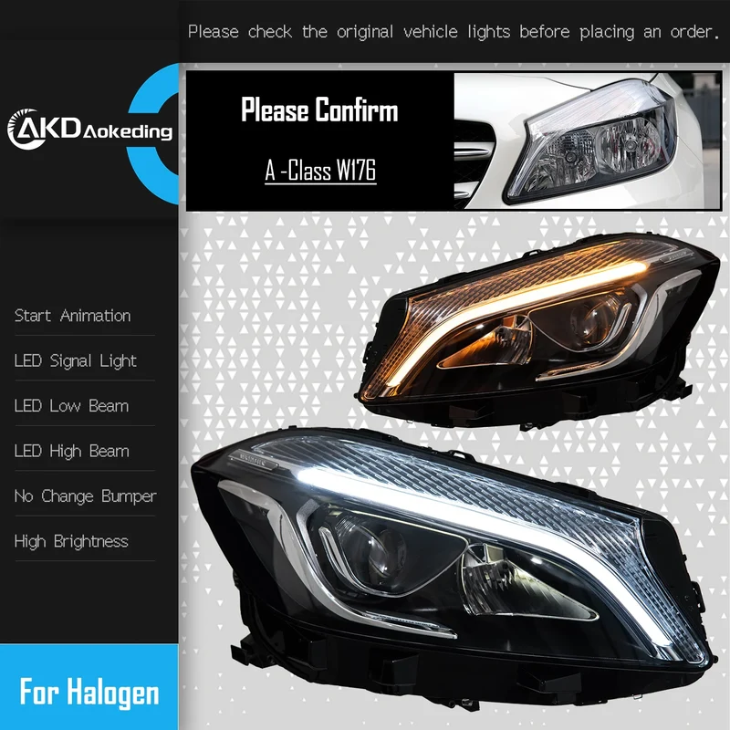 Phares LED Mercedes Classe A W176 2013-2018 Angel Eyes