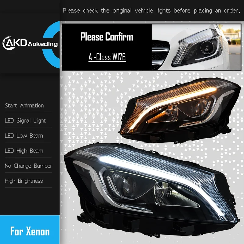 Phares LED Mercedes Classe A W176 2013-2018 Angel Eyes
