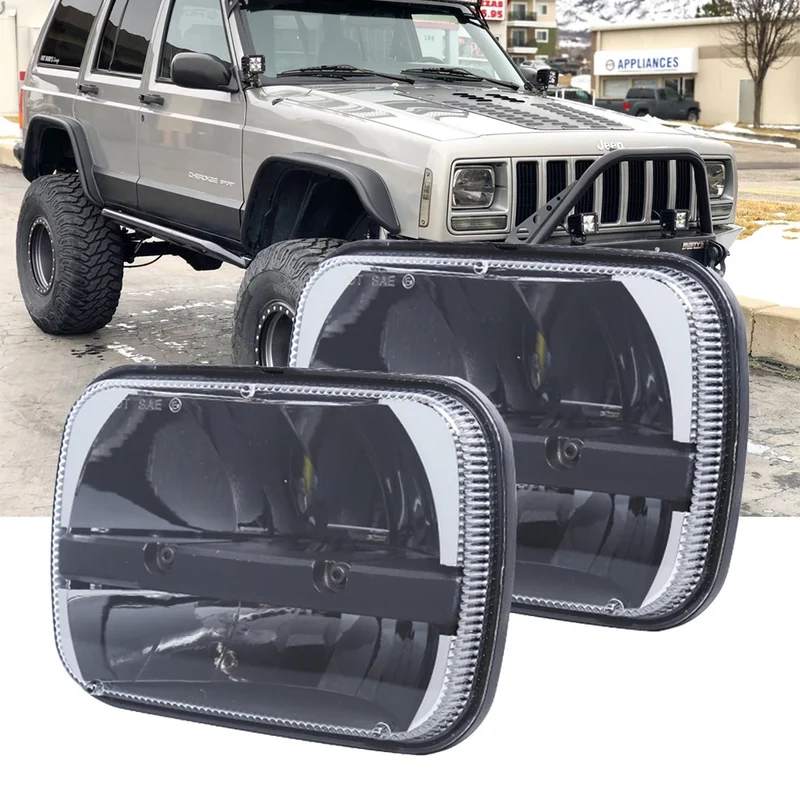Phares LED Ronds 7x6/5x7 Jeep Wrangler YJ Cherokee XJ