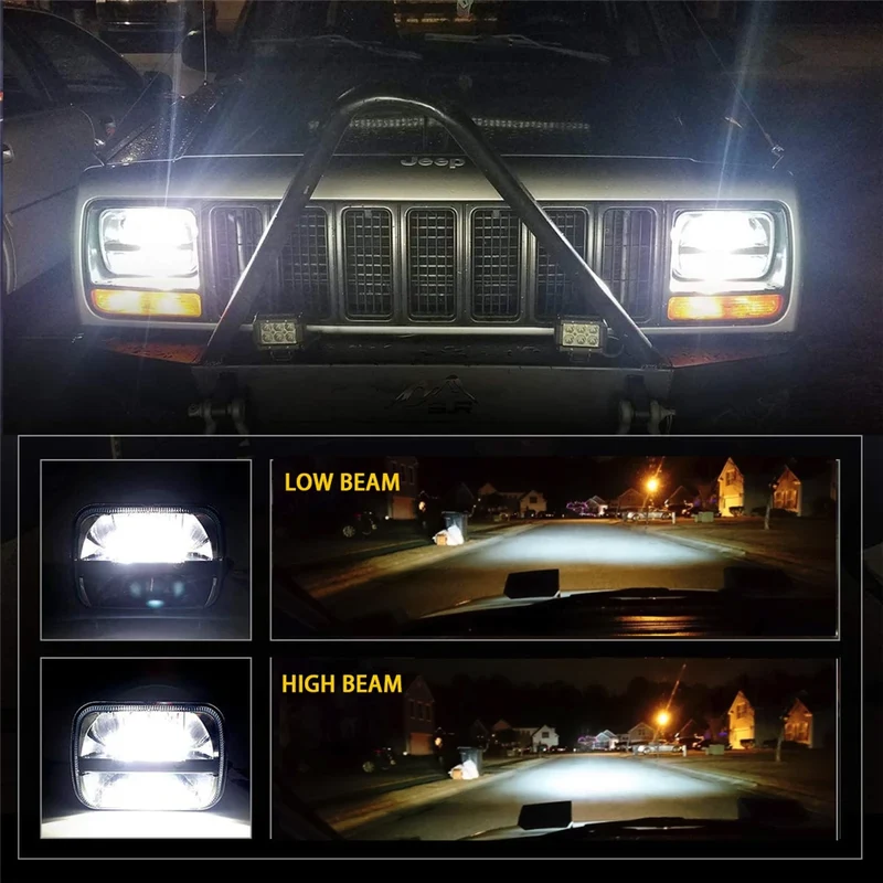 Phares LED Ronds 7x6/5x7 Jeep Wrangler YJ Cherokee XJ