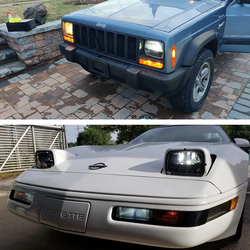 Phares LED Ronds 7x6/5x7 Jeep Wrangler YJ Cherokee XJ