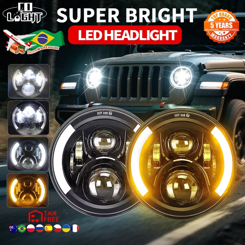 Phares LED 7 Pouces Jeep Wrangler JK