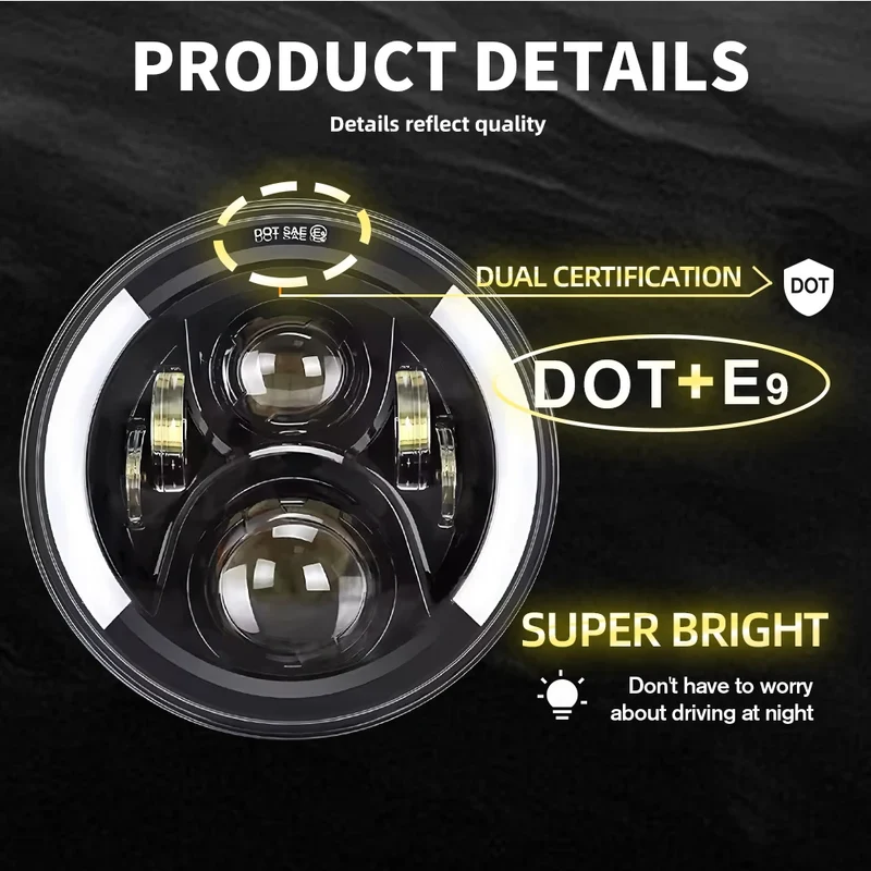 Phares LED 7 Pouces Jeep Wrangler JK