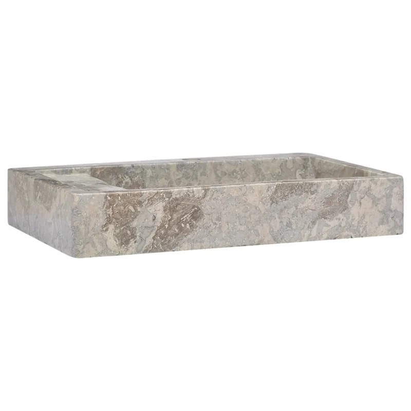 Lavabo de salle d'eau vasque à poser de toilette lave-mains de salle de bain lavabo de salle d'eau maison intérieur 58 cm marbre gris 02_0002805