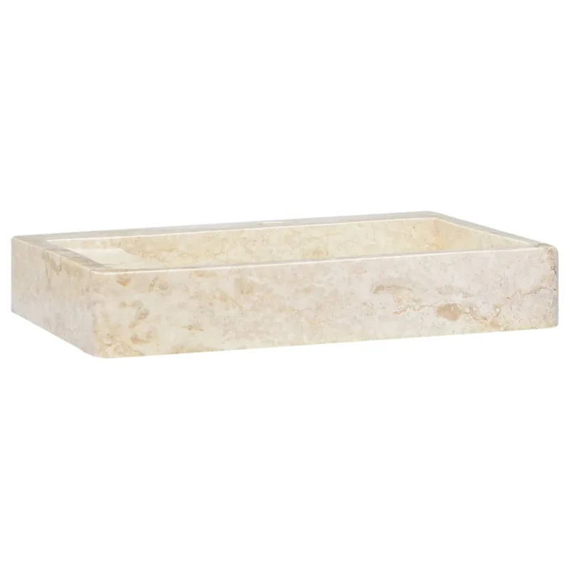 Lavabo de salle d'eau vasque à poser de toilette lave-mains de salle de bain lavabo de salle d'eau maison intérieur 58 x 39 cm marbre crème 02_0002803