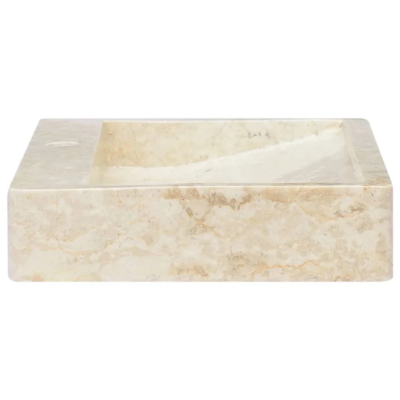 Lavabo de salle d'eau vasque à poser de toilette lave-mains de salle de bain lavabo de salle d'eau maison intérieur 58 x 39 cm marbre crème 02_0002803