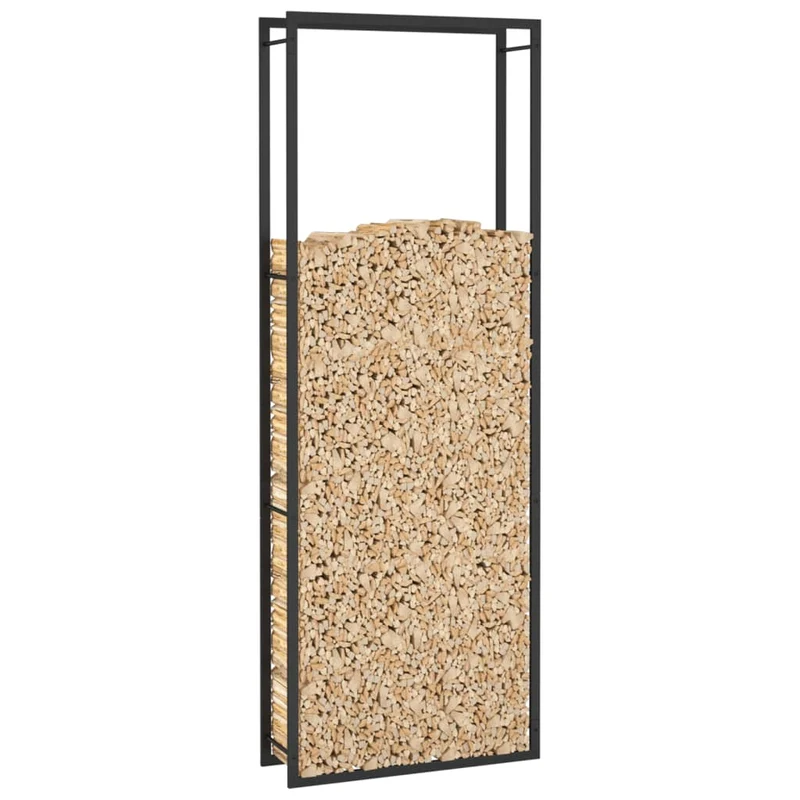 Portant de bois de chauffage mat 80 x 28 x 222 cm acier noir 02_0043752