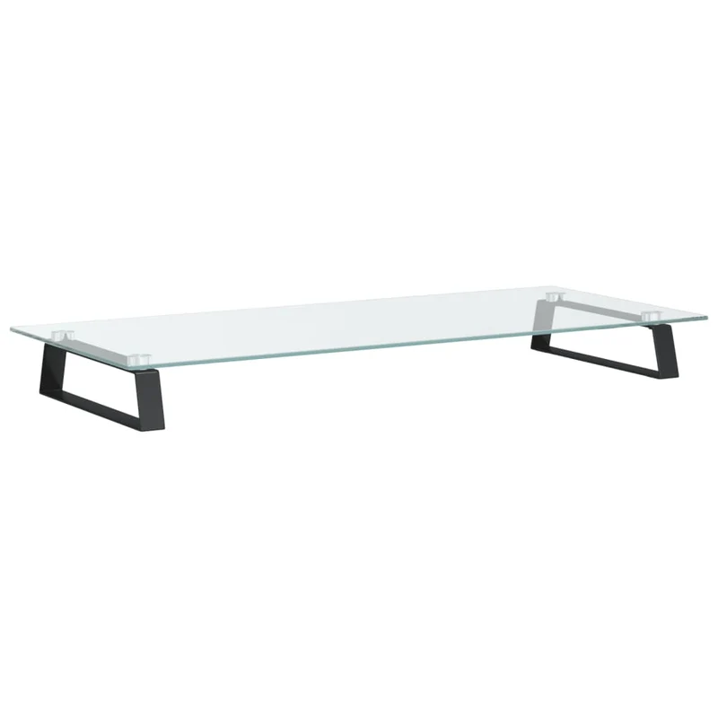 Support de moniteur table meuble bureau 80 x 35 x 8 cm verre trempé et métal noir 02_0044904