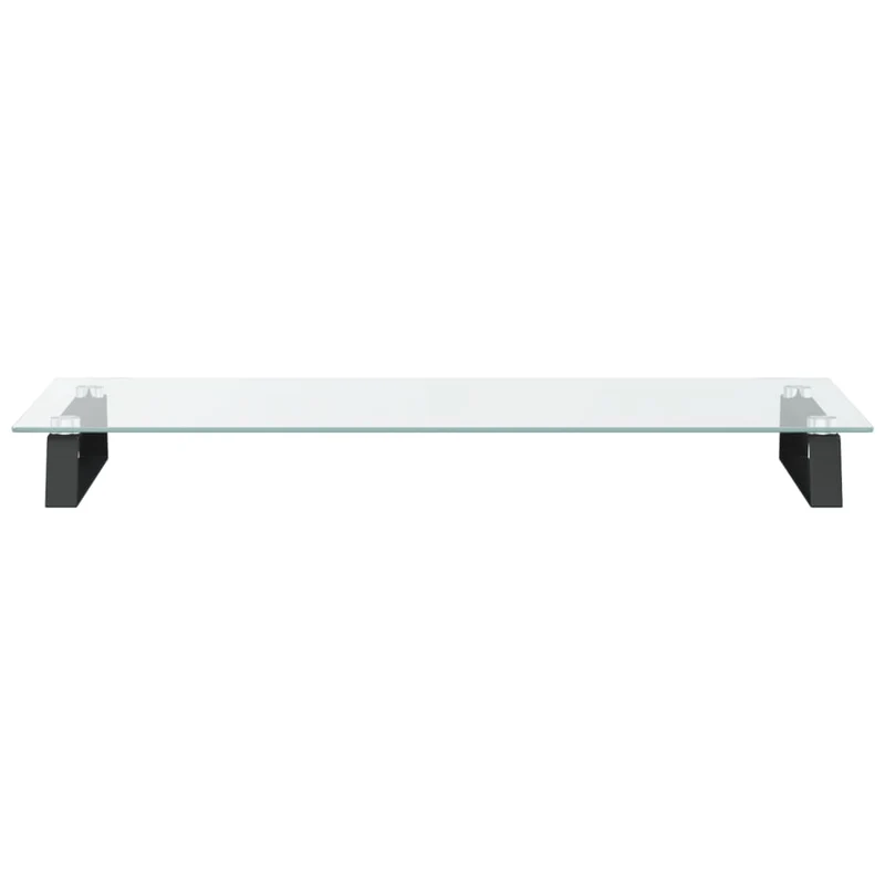Support de moniteur table meuble bureau 80 x 35 x 8 cm verre trempé et métal noir 02_0044904