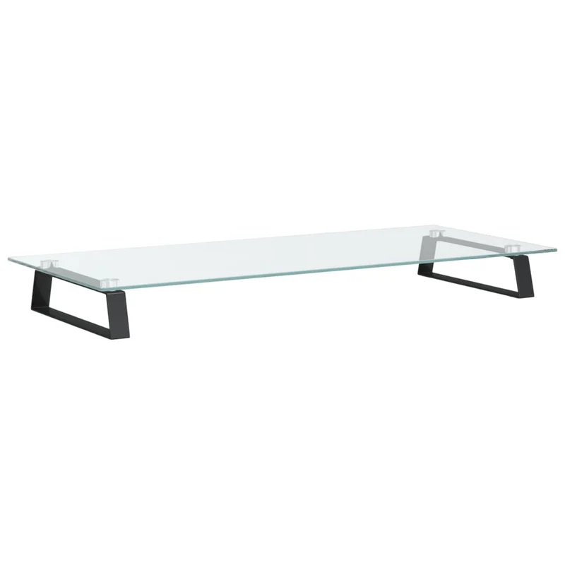 Support de moniteur table meuble bureau 80 x 35 x 8 cm verre trempé et métal noir 02_0044904