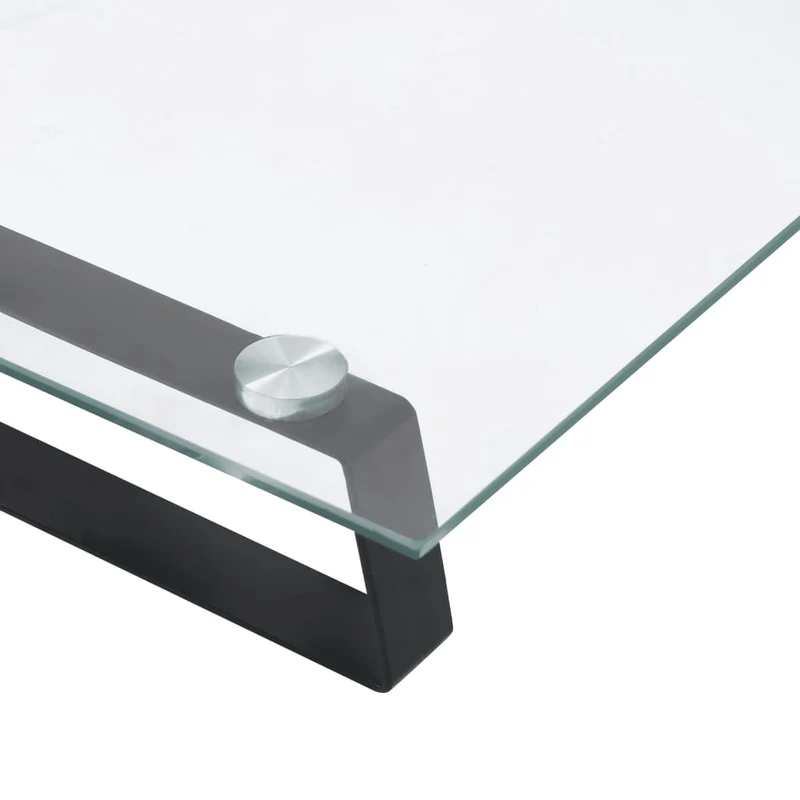 Support de moniteur table meuble bureau 80 x 35 x 8 cm verre trempé et métal noir 02_0044904