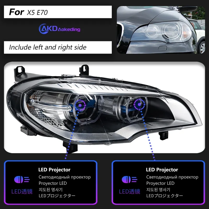 Phares LED BMW X5 E70 2007-2013 lentille Hella SG H7