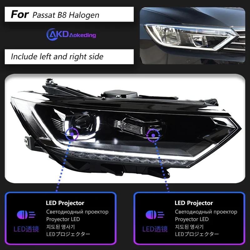 Phares LED Volkswagen Passat B8 2015-2019 lentille xénon HID