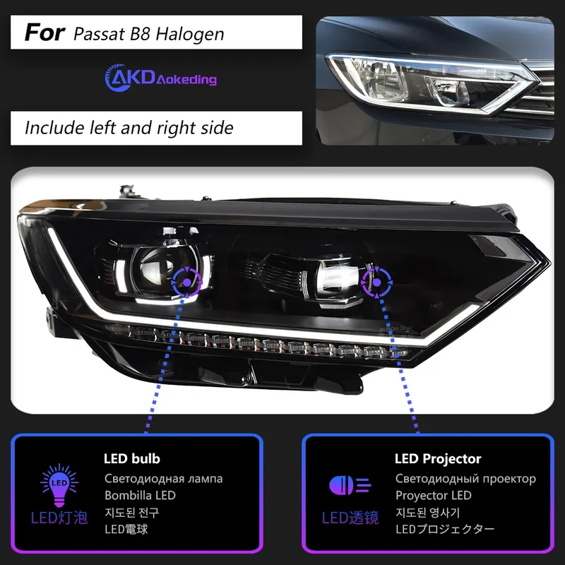 Phares LED Volkswagen Passat B8 2015-2019 lentille xénon HID