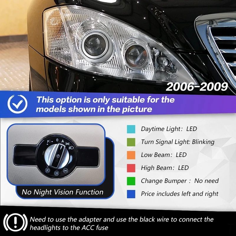 Phares LED Bi-Xénon Mercedes-Benz W221 2006-2013