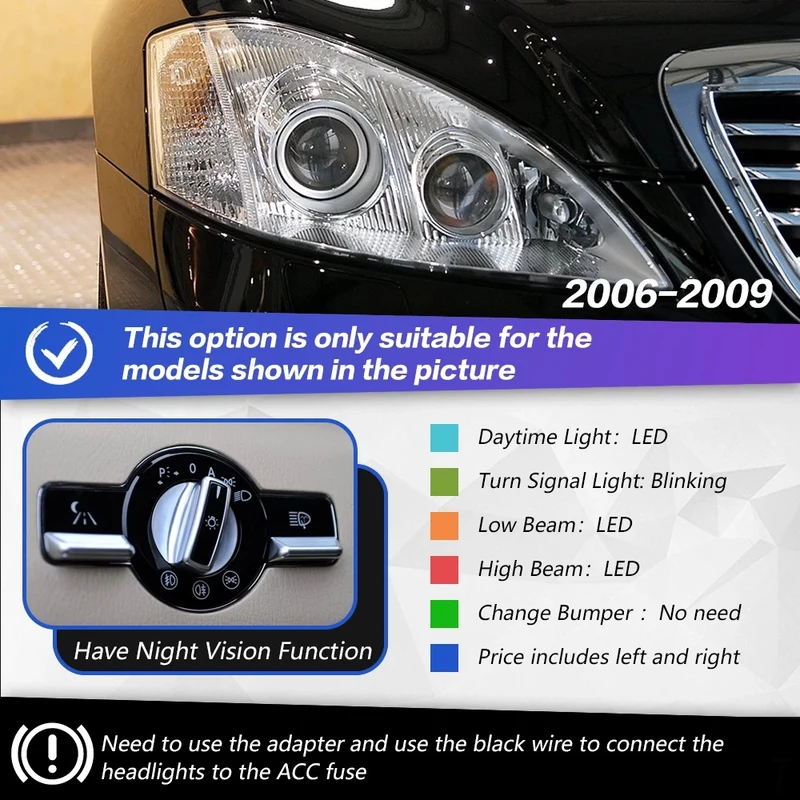 Phares LED Bi-Xénon Mercedes-Benz W221 2006-2013