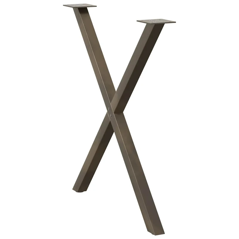 Lot de 2 pieds de table à manger en X pour bureau et salon 70 x 73 cm structure robuste finition mate en acier naturel 02_0057192