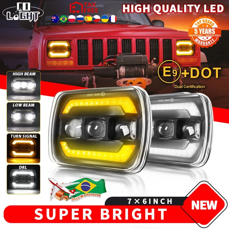 Phares LED Ronds Jeep Wrangler YJ Cherokee XJ