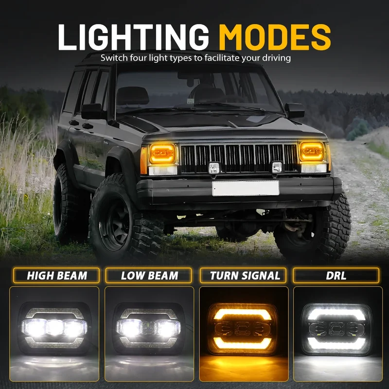 Phares LED Ronds Jeep Wrangler YJ Cherokee XJ