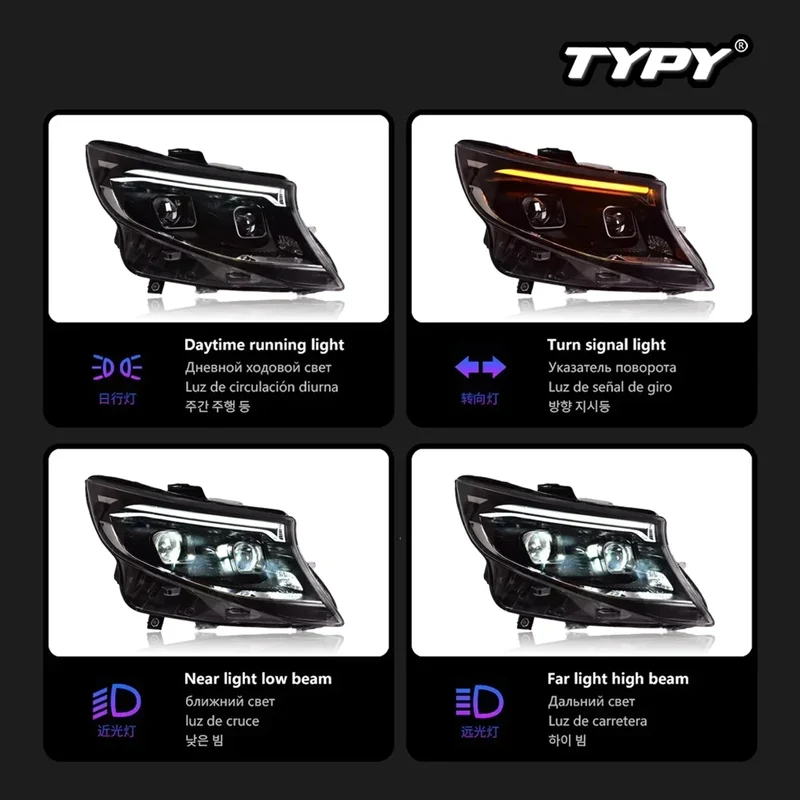 Phares LED Mercedes Vito W447 2016-2023 à défilement dynamique