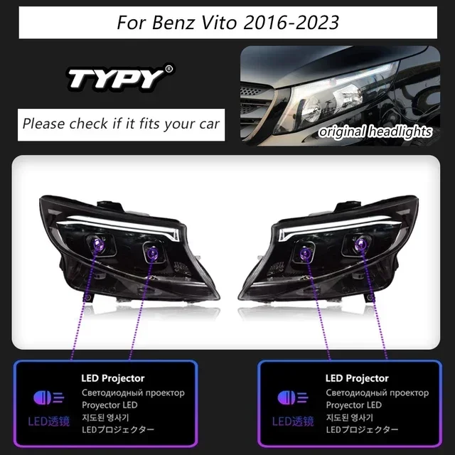 Phares LED Mercedes Vito W447 2016-2023 à défilement dynamique