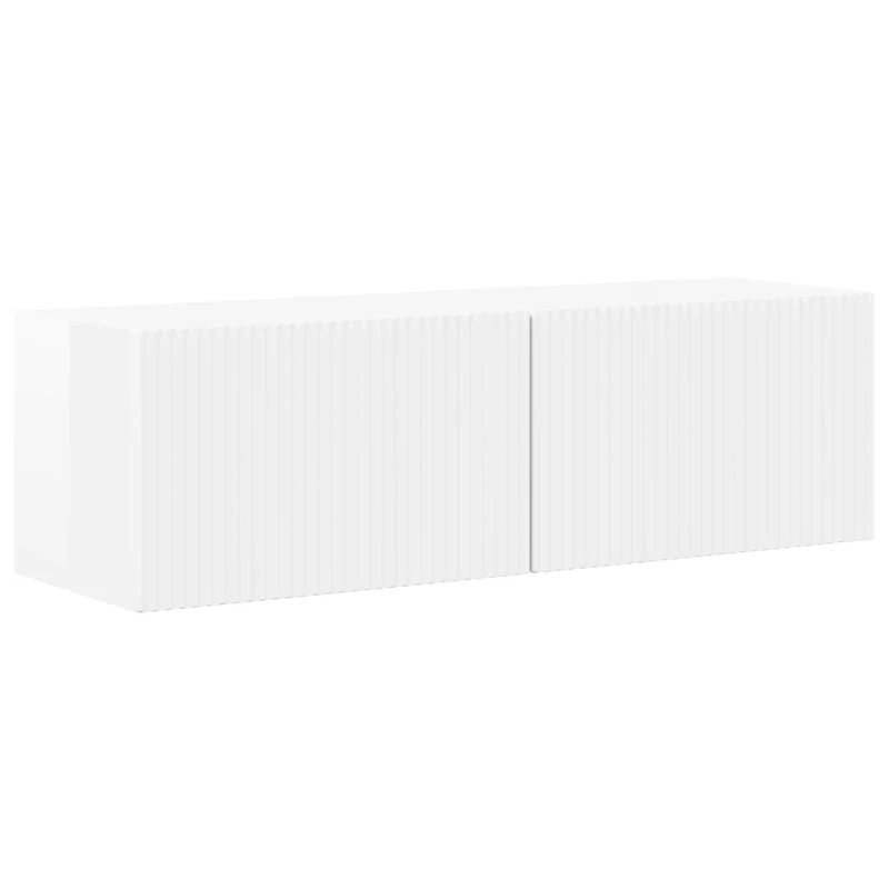 Meuble TV mural moderne rangement optimisé compact 98 x 31 x 29,5 cm en MDF blanc 02_0056203