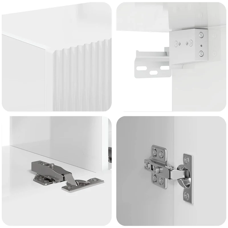 Meuble TV mural moderne rangement optimisé compact 98 x 31 x 29,5 cm en MDF blanc 02_0056203