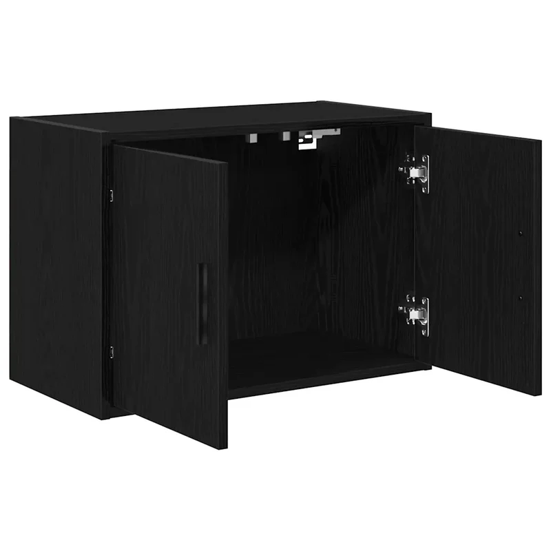 Lot de 2 armoires murales garage rangement outils 60 x 30 x 41 cm design moderne en bois d'ingénierie noir 02_0051438