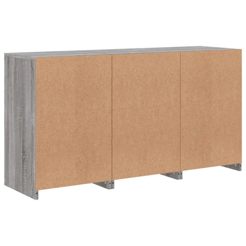 Buffet bahut commode armoire meuble de rangement organisateur cuisine salle de séjour salon avec lumières LED sonoma 123 x 37 x 67 cm gris 02_0030051