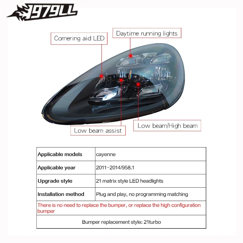 Phares LED Porsche Cayenne 958.1 2011-2014