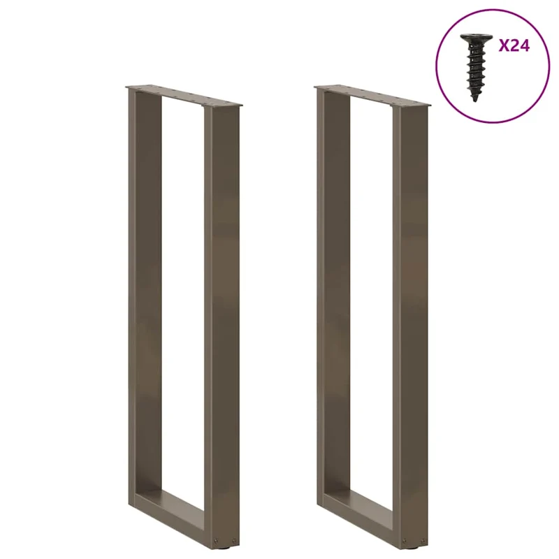 Lot de 2 pieds de table de bar en forme de U 50 x 110 cm solides esthétiques modernes en acier naturel 02_0057487