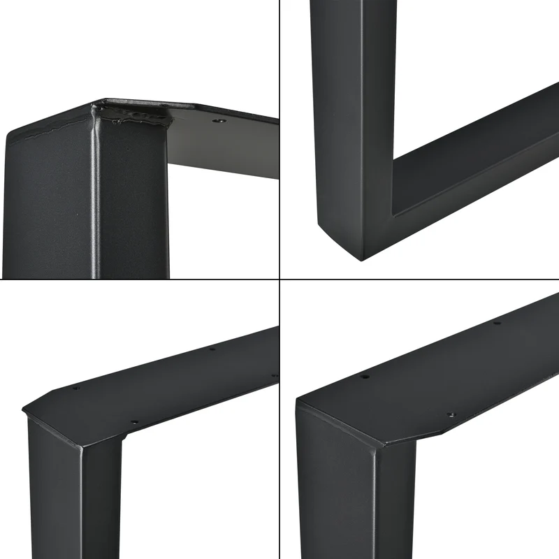 Lot de 2 pieds de table de meuble rectangulaire métal 100 cm noir 03_0003667