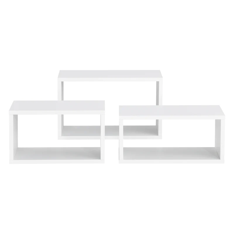 Lot de 3 étagères murales set d'étagères flottantes stylées de tailles différentes blanc 03_0005792