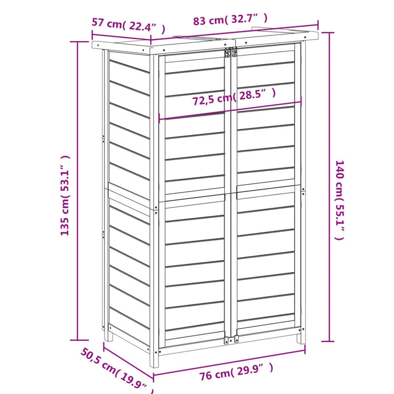 Abri de jardin cabane cabanon maison de stockage remise extérieur hangar outils robuste 83 x 57 x 140 cm bois massif pin gris 02_0022417