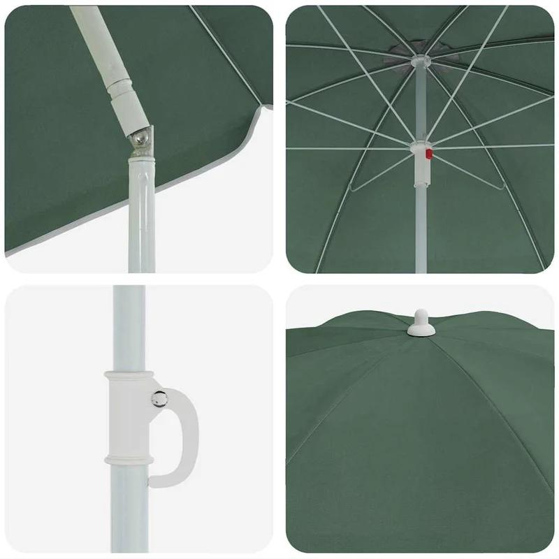 Parasol rond réglable extérieur chic jardin 161 x 161 x 193 cm en polyester vert 02_0056699