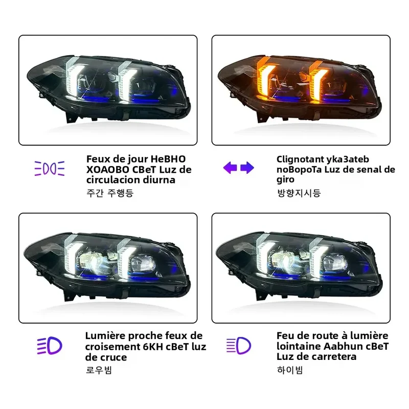 Phares LED BMW Série 5 F10 F18 2010-2017 look tuning