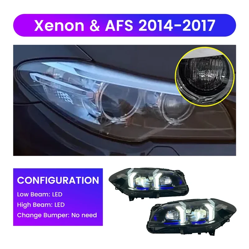 Phares LED BMW Série 5 F10 F18 2010-2017 look tuning