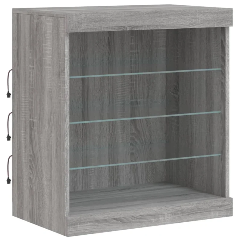 Buffet bahut commode armoire meuble de rangement organisateur cuisine salle de séjour salon avec lumières LED sonoma 142,5 x 37 x 67 cm gris 02_0030052