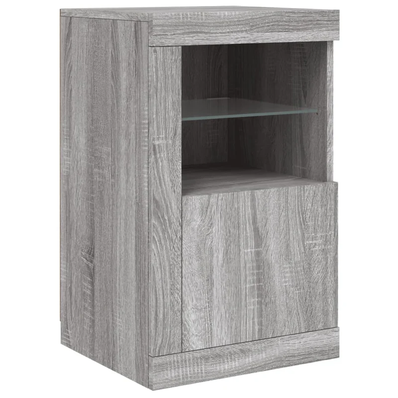 Buffet bahut commode armoire meuble de rangement organisateur cuisine salle de séjour salon avec lumières LED sonoma 142,5 x 37 x 67 cm gris 02_0030053