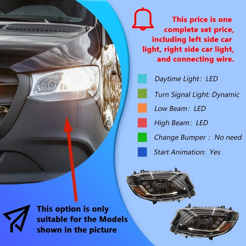 Phares LED Mercedes Sprinter W907 2018-2023 style Maybach